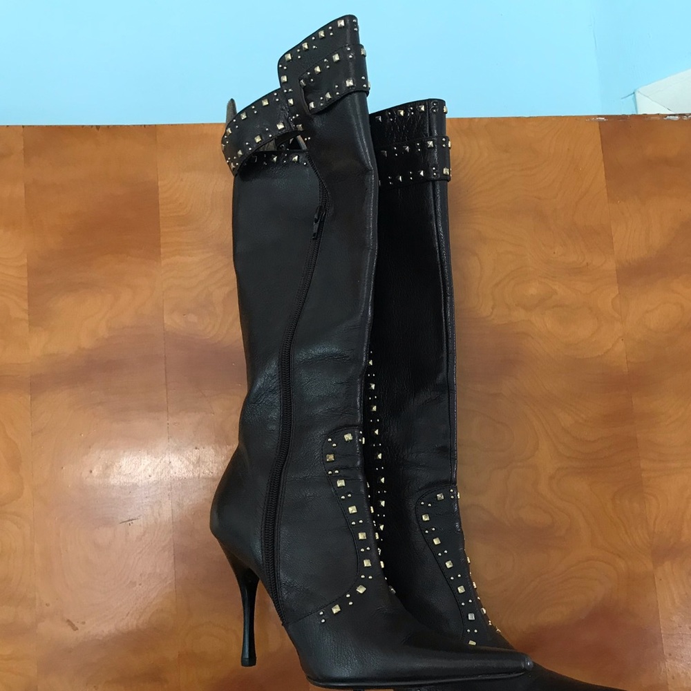 Choc brown genuine leather boots - Picture 1 of 2